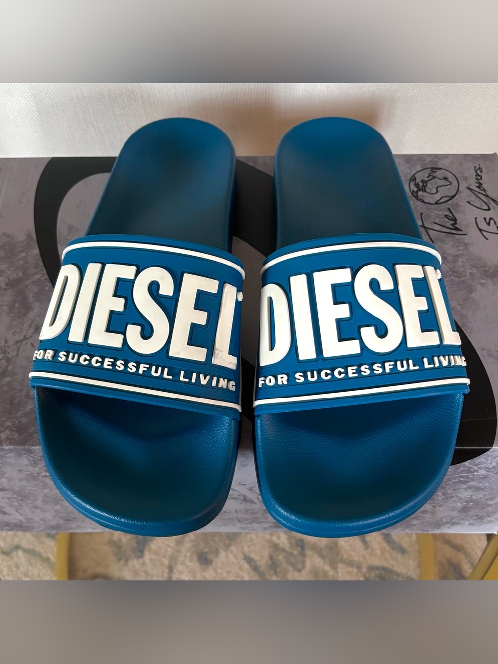 Diesel SA Mayemi CC Slides Mens Aqua Teal Pool Sandal Size 42(9) Made In Italy